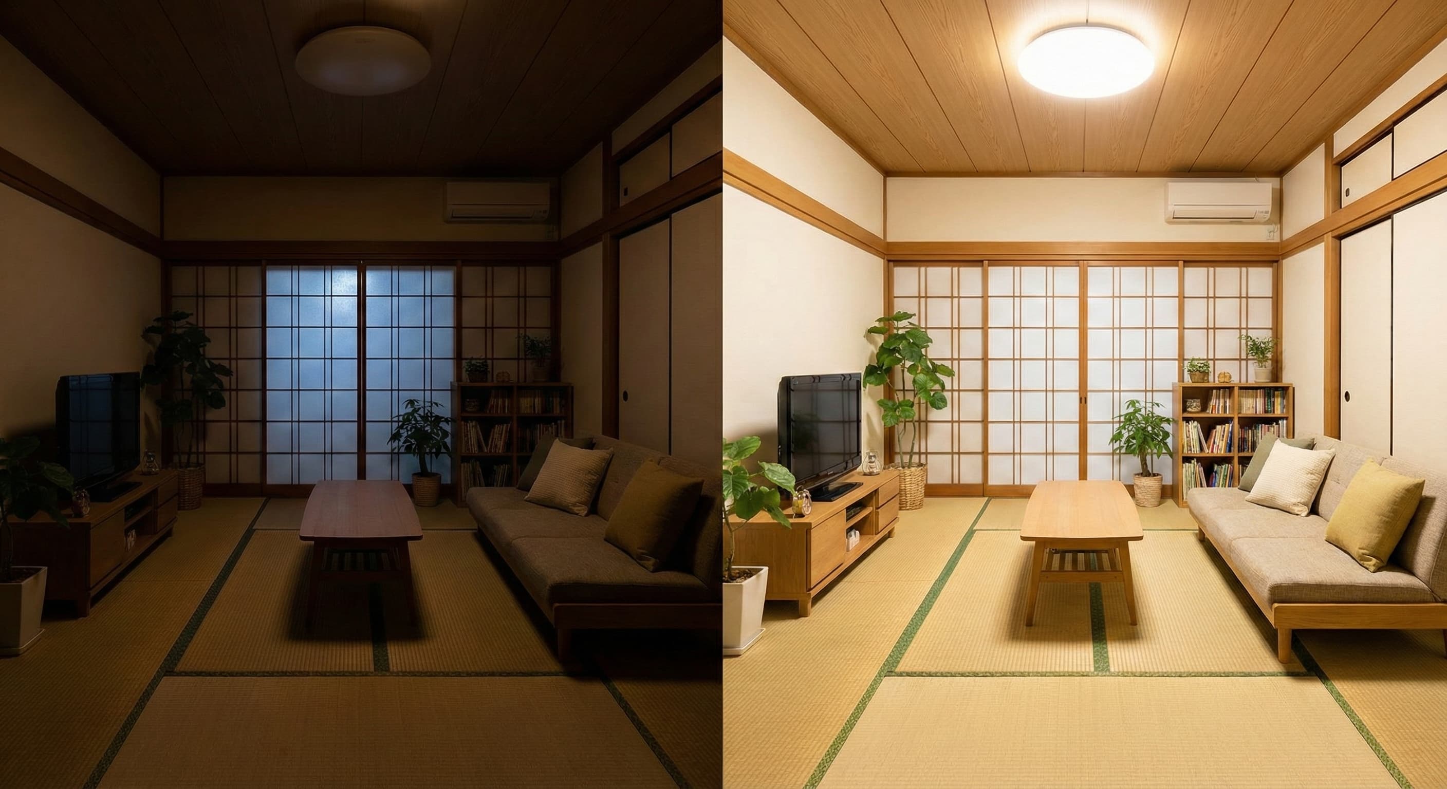 電球交換の作業風景