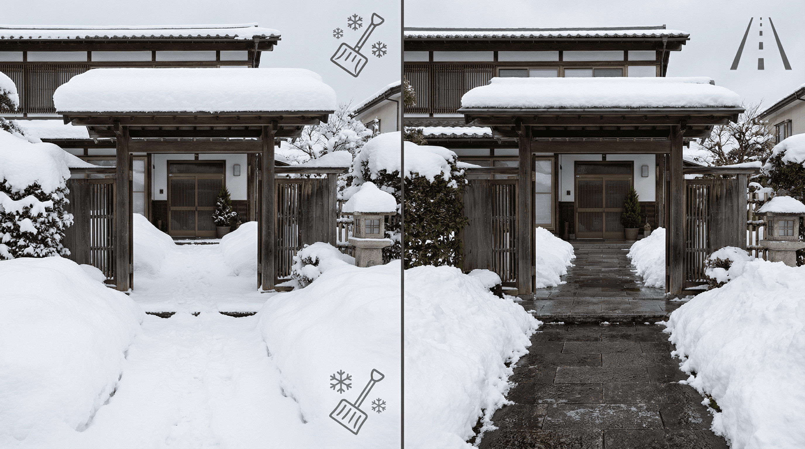 雪かき Before/After